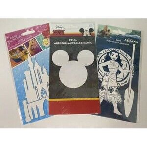 Disney Princess Castle, Moana, and Mickey Decals Lot of 3 - New Factory Sealed